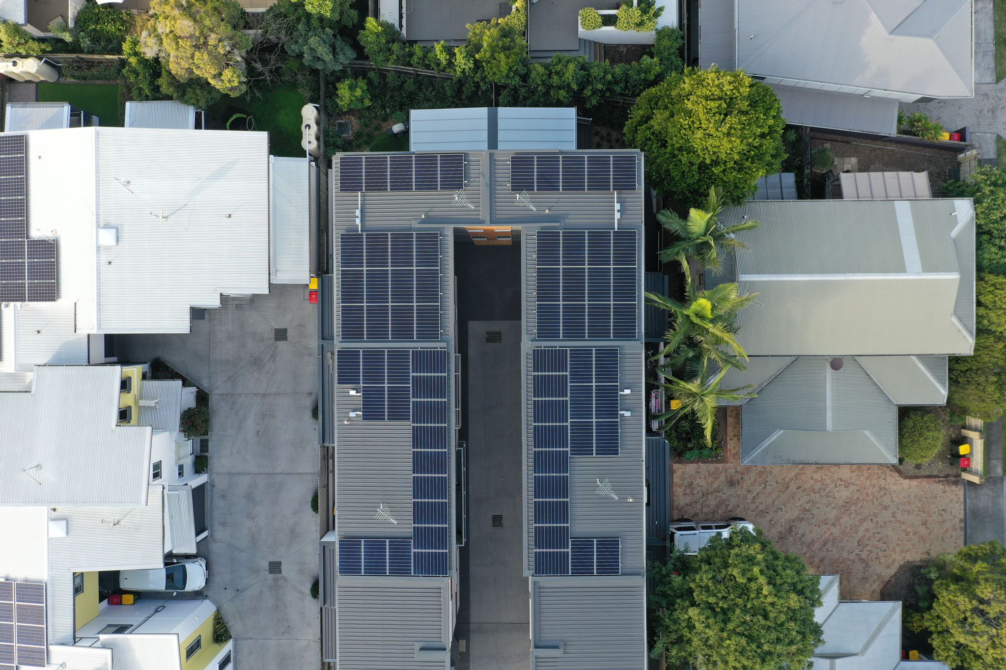 drone image of large solar installation by sunlogics