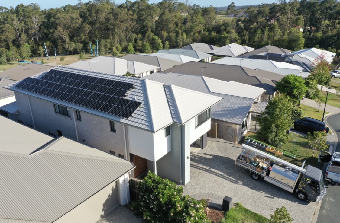 Second storey solar installation in new suburb of brisbane